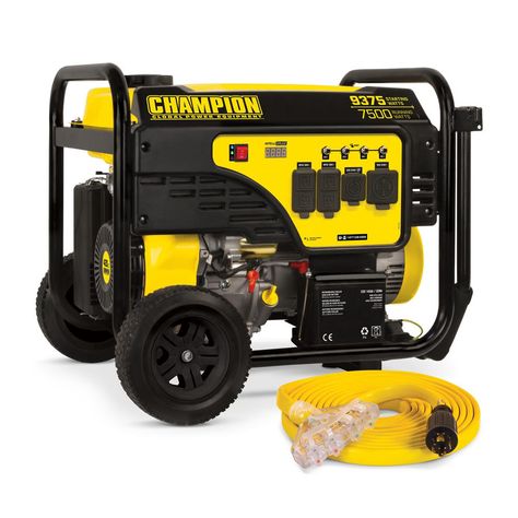 Champion Power Equipment 9375/7500-Watt Portable Generator with Electric Start and 25 ft. Extension Cord-100693 - The Home Depot Inverter Generator, Dual Fuel Generator, Modem Router, Portable Generator, Gas Generator, Surge Protector, Power Outage, Toggle Switch, Large Appliances