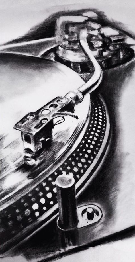 Dj Turn Table Drawing, Dj Decks Tattoo, Dj Turntables Art, Music Illustration Artworks, Turntable Tattoo, Dj Artwork, Record Player Tattoo, Turntables Art, Dj Tattoo