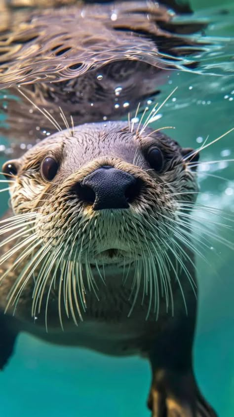 Sea Animals Photos, Otter In The Water, Sea Creature Reference Photo, Ocean Animal Photography, Otter Photography, Sea Otter Art, Animals In Water, Sea Creature Art, Dog Wipes