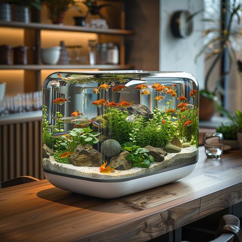 Small Aquarium Inspirations Fo Trendy Aquatic Designs! Fish Tank Design Ideas, Small Aquarium Design, Beta Aquarium, Tank Terrarium, Small Water Gardens, Small Aquarium, Aquarium Garden, Tank Plants, Fish Tank Terrarium