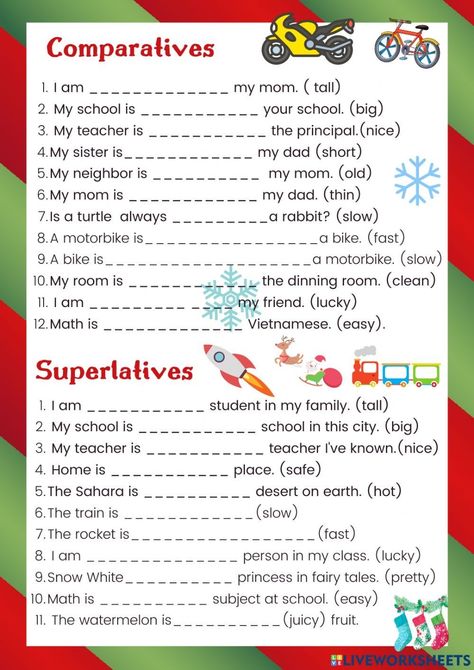 Degrees Of Adjectives Worksheets, Degrees Of Comparison Worksheets, Comparative Adjectives Worksheets, Superlative Adjectives Worksheets, Comparatives And Superlatives Worksheets, Comparative Adjective, Comparative And Superlative Adverbs, Comparative Adjectives Worksheet, Comparatives And Superlatives