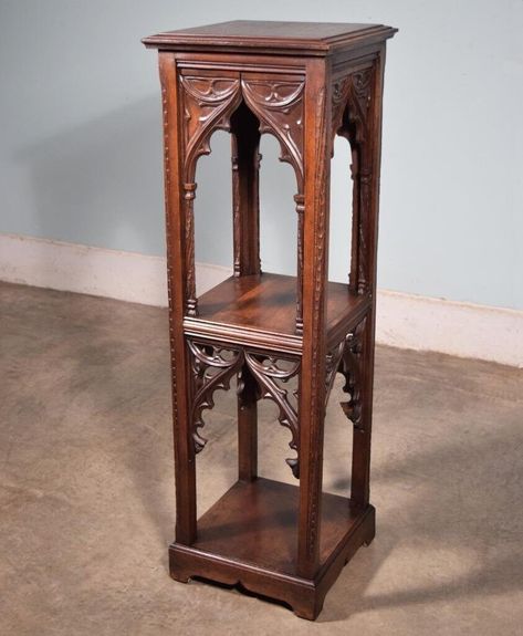 Gothic Nightstand, Slavic Furniture, Carved Nightstand, Gothic Revival Furniture, Gothic Table, Gothic Bathroom, Salvaged Furniture, Unique Furniture Design, Gothic Furniture