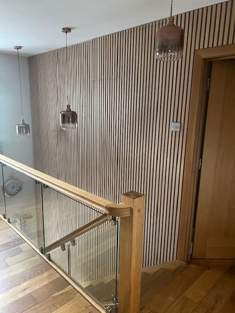 Another beautiful hallway project featuring our acoustic panels🤩 Aesthetic Soundproofing, Panel Staircase Wall, Cladding Hallway, Acoustic Panel Wall, Staircase Wall, Hall Stairs, Wooden Wall Panels, Acoustic Panel, Acoustic Wall Panels