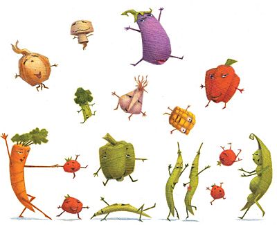 Dancing Food Illustration, Dancing Vegetables, Vegetable People, Vegetables Illustration, Things With Faces, Vegetable Drawing, Twitter Post, Fruit Illustration, Drawing Stuff