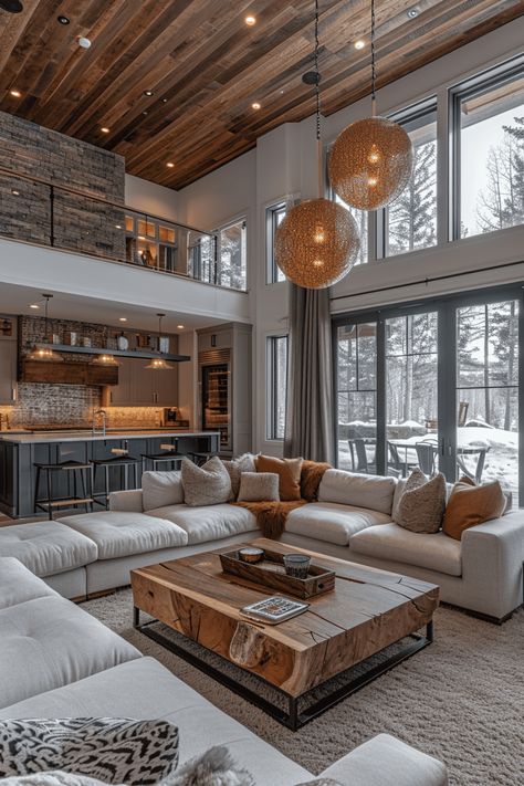 Stunning Modern Living Room Design Ideas Rustic Living Room Designs, Rustic Industrial Living Room, Contemporary Kitchen Design Ideas, Lodge Living Room, Rustic Living Room Ideas, Glamour Living Room, Living Room Nook, Unique Kitchen Design, Living Room Center