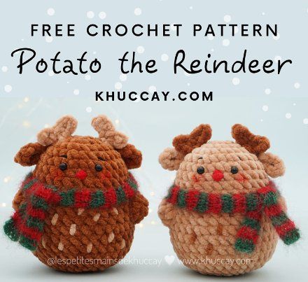 Amigurumi Archives • Page 2 of 13 • Free Crochet Patterns Christmas Plush Crochet, Christmas Crochet Stuffies, Fleece Yarn Crochet, Crochet Positive Potato Pattern Free, Amigurumi Free Pattern Christmas, Potato Crochet Free Pattern, Reindeer Crochet Pattern Free, Crochet Potato Pattern Free, Crochet Reindeer Pattern Free