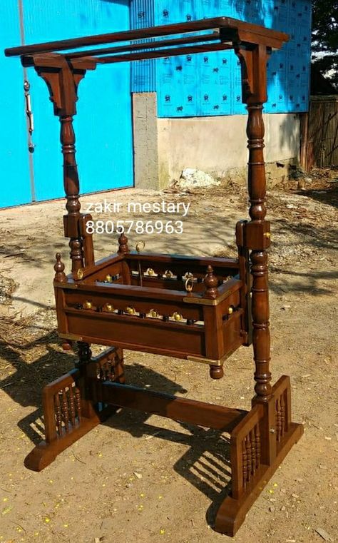 Wood Cradle Design, Wood Cradle, Indian Bedroom Decor, Indian Bedroom, Indian House, Indian House Plans, Door Design Images, Baby Cradle, Antique Sewing Machines