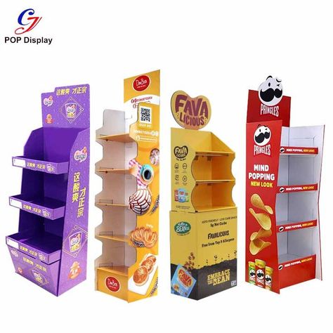 Cardboard display for supermarket food promotion Floor Display Stand, Product Display Shelf Design, Pop Stand Design, Pos Display Stand, Rack Display Design, Product Display Stand Design, Food Display Design, Supermarket Display Ideas, Fsdu Display Design