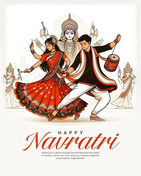 Happy Navratri and Shubh Navratri with Garba Couple celebration social media post template | Premium AI-generated PSD Garba Couple, Navratri Poses, Navratri Post, Navratri Garba, School Book Covers, Social Media Post Template, Happy Wishes, Happy Navratri, Post Templates