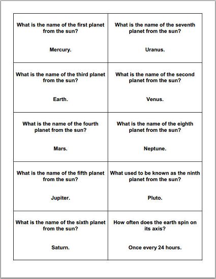 Astronomy and the Planets Trivia Cards | Student Handouts Homeschool Astronomy Elementary, Astronomy Games, Astronomy Worksheets, Planets Flashcards, Worksheet On Solar System For Grade 3, Solar System Quiz Worksheet, Earth And Solar System, Science Trivia, Cool Math Tricks