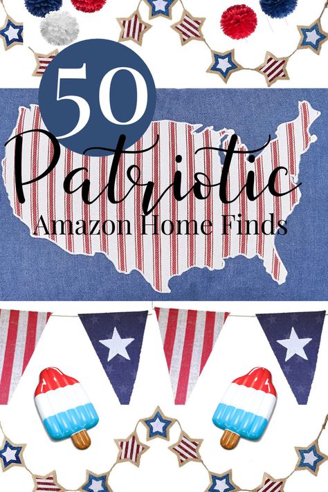 Ohhh, say can you see...these 50 patriotic Amazon home finds! Reds, whites, and blues to show your love for the USA. Amazon Must Haves | Memorial Day | 4th of July | Fourth of July | Veteran's Day | Flag Day | USA | Americana Decor | Modern Farmhouse Decor Amazon Home Decor, Americana Decor, Amazon Home, Modern Farmhouse Decor, Veterans Day, Patriotic Decorations, Neutral Tones, Memorial Day, Fourth Of July