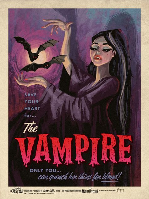 Art Vampire, Vampire Illustration, Horror Monsters, Vampire Art, Retro Horror, Horror Movie Posters, Classic Monsters, Arte Inspo, Vintage Horror