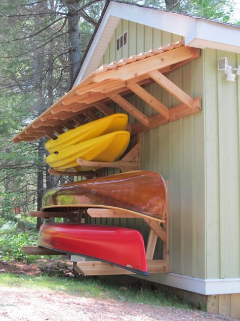 Diy Canoe, Diy Kayak Storage, Canoe Storage, Canoe Rack, Kayak Storage Rack, Kayak Storage, Outside Storage, Boat Storage, Wood Rack