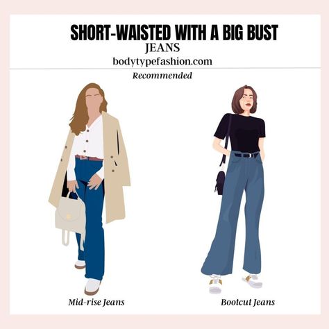 Rectangle Body Shape Fashion, Short Legs Long Torso, Outfits For Curvy Women, Curvy Work Outfit, Big Bust Fashion, High Wasted Pants, Petite Body Types, Top Summer Outfits, Flattering Outfits