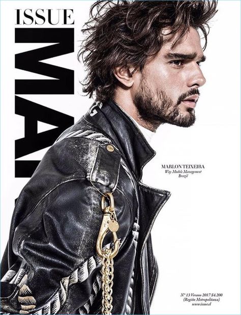 Marlon Teixeira Goes Bold for Issue Man Cover Story Summer Beard, Marlon Teixeira, Magazine Man, Fashion Magazine Cover, Moustaches, Male Magazine, Magazine Covers, Good Looking Men, Leather Jacket Men