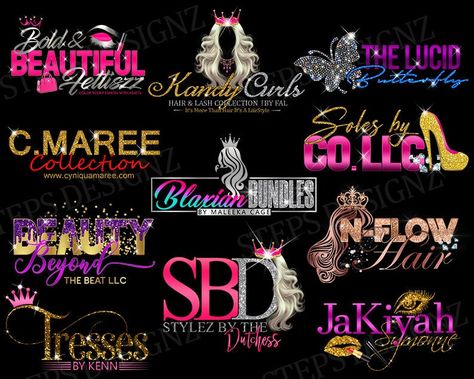 Logo Design Hair, Hair Salon Names, Hair Logo Design, Professional Signature, Unique Business Names, Hair Stylist Logo, Logo Hair, Logo Feminine, Handwritten Typography