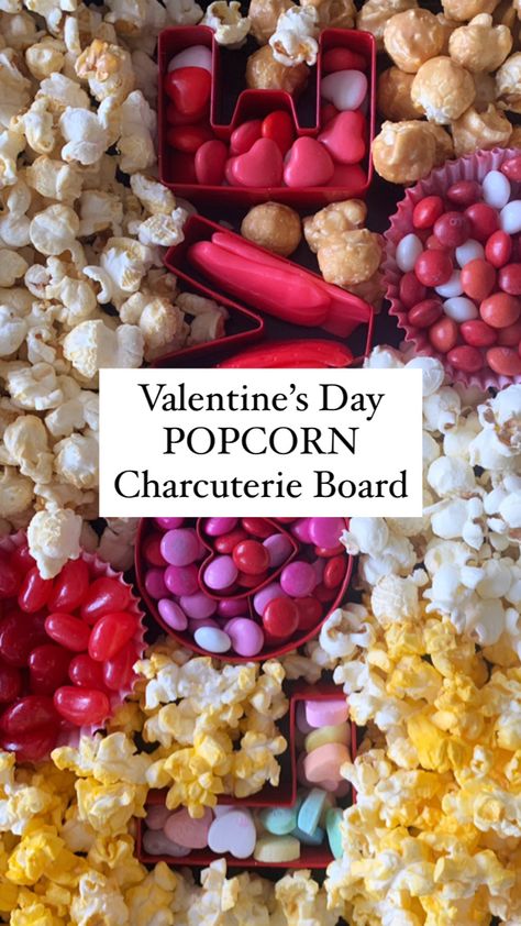 Popcorn Charcuterie Board Ideas, Popcorn Board Ideas, Popcorn Charcuterie Board, Valentine Popcorn Treats, Valentines Popcorn, Valentine’s Day Popcorn, Popcorn Valentine, Flavored Popcorn, White Cheddar