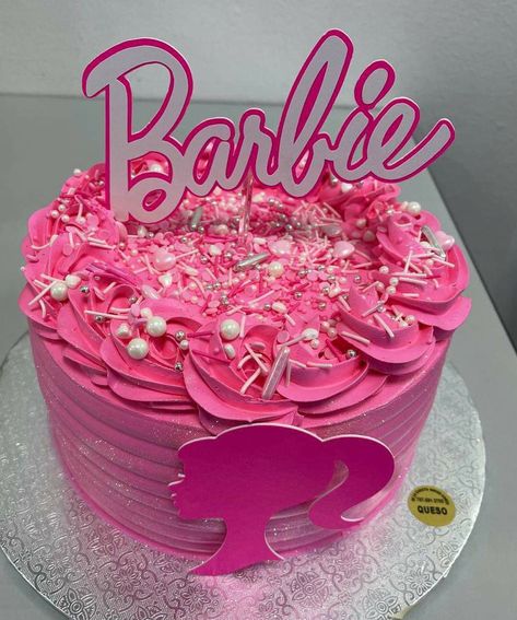 Barbie 9th Birthday Cake, Barbie Birthday Party 6, Barbie Pink Birthday Cake, Mini Barbie Cake, Barbie Movie Themed Birthday Party, Barbie Jello Ideas, Birthday Cake With Ice Cream Cone On Top, Barbie Cake And Cupcakes, Diy Barbie Birthday Cake