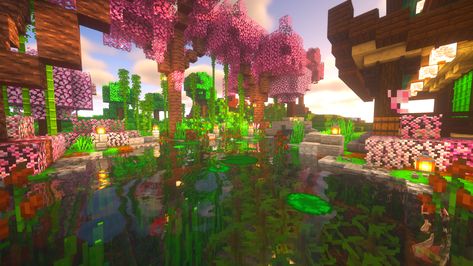 Japanese Themed Pond, Modded Creative World Minecraft Japanese Pond, Japanese Pond, Minecraft Japanese, Minecraft House Ideas, Minecraft Room, Minecraft Tips, Japanese Koi, Minecraft Building Ideas, Minecraft World