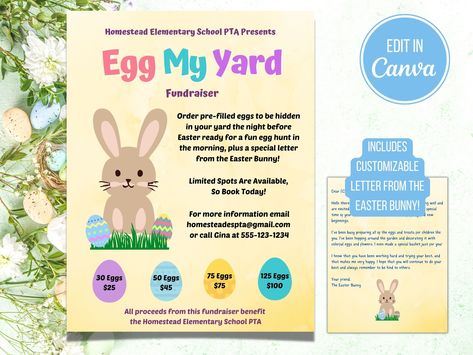 Egg My Yard, Easter Fundraiser, Easter Egg Hunt Flyer, Egg Game, Church Fundraisers, School Pto, Fundraiser Flyer, Special Letters, Easter Inspiration