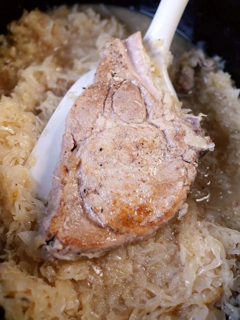 Slow Cook Pork Chops, Crockpot Pork And Sauerkraut, Pork Sirloin Chops, Pork Chops And Sauerkraut, Slow Cooker Pork Chops Recipes, Pork Chops Bone In, Braised Pork Chops, Slow Cooker Bbq Ribs, Pork Sirloin