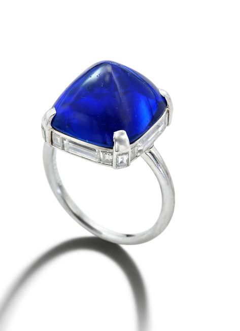 An Extraordinary Sapphire and Diamond Ring, France | Magnificent Jewels | 2024 | Sotheby's Cabochon Sapphire Ring, Kashmir Sapphire, Magnificent Jewels, Tanzanite Diamond Ring, Padparadscha Sapphire, Sapphire And Diamond Ring, Baguette Diamonds, Sapphire Diamond Ring, Cartier Ring