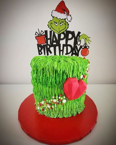 Grinch Birthday Cake Mr Grinch Birthday Cake, Grinch Happy Birthday, Smash Cake Grinch, Grinch Theme Birthday Cake, Grinch Buttercream Cake, Grinch Bday Cake, Grinch Themed Cake, Grinch First Birthday Cake, You’re A Mean One Mr Grinch First Birthday