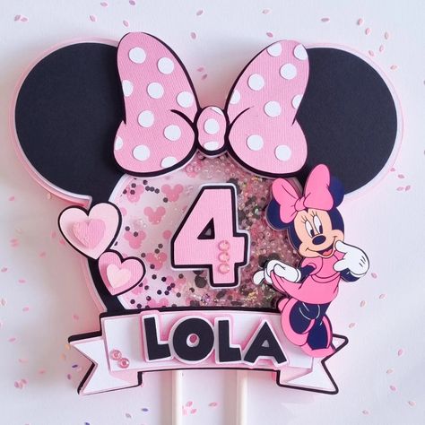 Minnie Mouse Cake Topper Cricut, Diy Minnie Mouse Cake Topper, Topper Mini Mouse, Minnie Mouse Topper, Minnie Cake Topper, Minnie Mouse Party Ideas, Topper Minnie Mouse, Mouse Cake Topper, Minnie Mouse Cake Topper