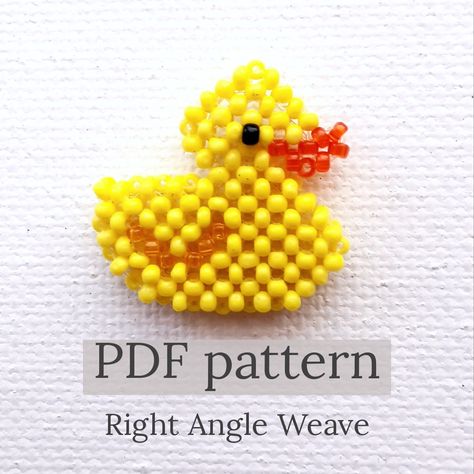 Bead Animals Patterns, Beaded Duck, Bead Animals, Pony Bead Crafts, Seed Bead Pattern, Right Angle Weave, Bracelet Craft Diy, Beaded Animals, Right Angle