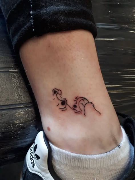 Disney Movie Inspired Tattoos, Lady And The Tramp Tattoos, Lady And Tramp Tattoo, Old Disney Tattoos, Disney Tattoos Minimalist, Disney Movie Tattoos, Mini Disney Tattoos, Minimalist Tattoo Disney, Lady And The Tramp Tattoo