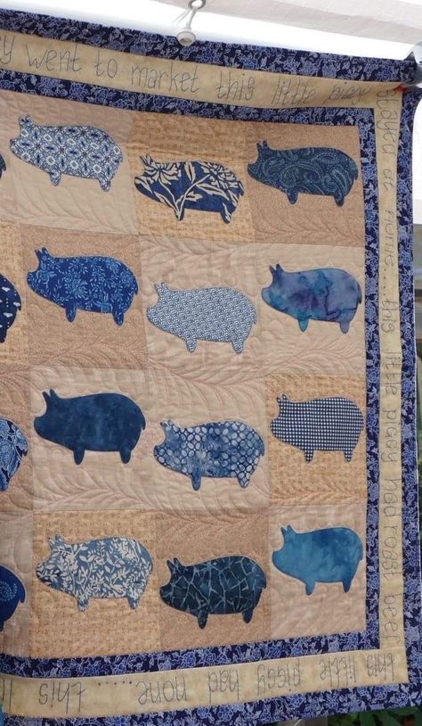 Bee Quilts, Farm Animal Quilt, Pig Quilt, Pig Fabric, Pig Crafts, Farm Quilt, Scrap Fabric Crafts, My Grandson, Animal Quilts