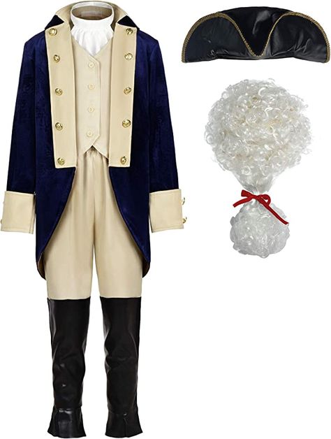 Amazon.com: ReliBeauty Washington Costume Boys Hamilton American Colonial Uniform with Wig : Clothing, Shoes & Jewelry Teacher Book Character Costumes, Kids Chef Costume, Knight Costume For Kids, Kids Book Character Costumes, Kids Astronaut Costume, Hamilton Costume, Police Halloween Costumes, Halloween Outfits For Kids, Soldier Costume