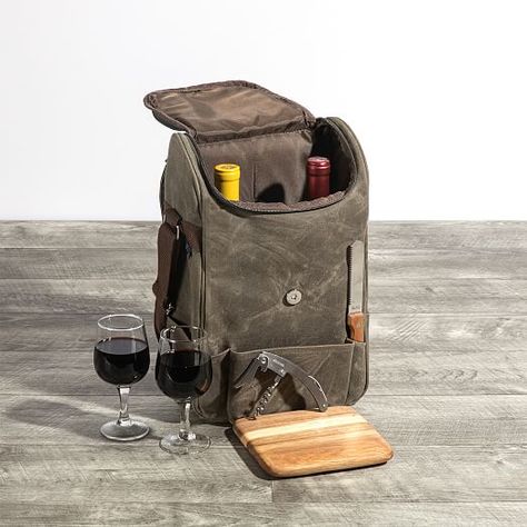 Insulated Double Wine & Cheese Bag Functional Double Handle Canvas Bag For On-the-go, Eco-friendly Leather Bag With Double Handle, Leather Wine Bag, Diy Felt Animals, Leather Wine Tote, Insulated Wine Bag, Cheese Knives, Wine Cheese, Kit Bag