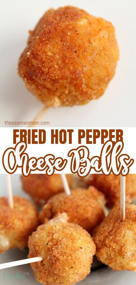 Spicy Cheese Ball Recipes, Spicy Cheese Ball, Fried Cheese Balls, Cheese Ball Recipes Easy, Fried Cheese, Hot Cheese, Cheese Stuffed Peppers, Fried Foods, Appetizers Easy Finger Food