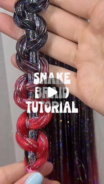 Half Sweet on Instagram: "snake police 🐍  #snakebraid #snakebraids #braidingtutorial #halfsweetstudios #braidinghair #ravehair #festivalbraids #ravebraider #festivalbraider #howtobraid #howtobraidhair #colorfulbraidinghair #ravebabe #festivalhair #braids #ravebraids #rainbowbraidinghair #tinselbraidinghair #tieinbraidextensions #tieinponytail #tieintinsel #tinselhair #ravefashion #festivalfashion #ravehairtutorial #diyravehair #diyfestivalhair" Snake Braid Tutorial, Snake Braids, Dragon Braid, Snake Braid, Rave Braids, Braid Tutorials, Festival Braids, Rave Hair, Rave Babe