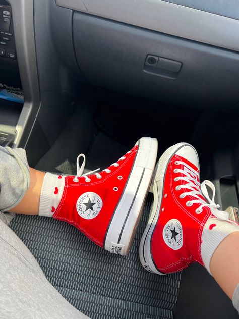 Red converse shoes