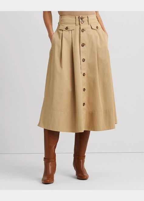 Button-Front Micro-Sanded Twill Skirt Fancy Skirts, Twill Skirt, Sophisticated Outfits, Skirt With Buttons, Button Skirt, A Signature, Winter Skirt, Skirt Design, Spring 2024