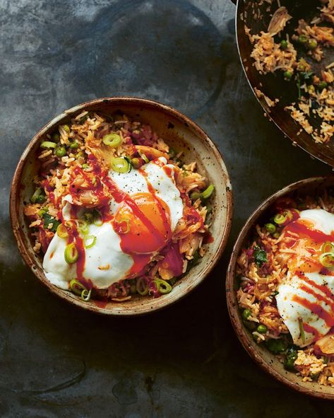 Kimchi fried rice Fried Egg Recipe, Kimchi Rice, Vegan Kimchi, Kimchi Fried Rice, Kimchi Recipe, Egg Recipe, Fried Shallots, Delicious Magazine, Asian Inspired Recipes