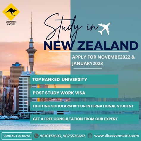 Study In New Zealand? Apply for November 22 & February 23! Get Free Consultation from Experts on *Course Selection *Fees, Intakes, Scholarships *Post-study work rights *Student Visa #studyabroad #StudyinNewZealand #Victoria UniversityofWellington #toiohomaiinstitute #NewZealandAdmissionWeek #StudyinNewZealand #studyinuk #studyabroad #educateandelevate Scholarship Poster Design, Abroad Study, Admissions Poster, Wedding Resort, Education Poster Design, Australia Visa, Egyptian Beauty, Study In New Zealand, Social Media Marketing Manager