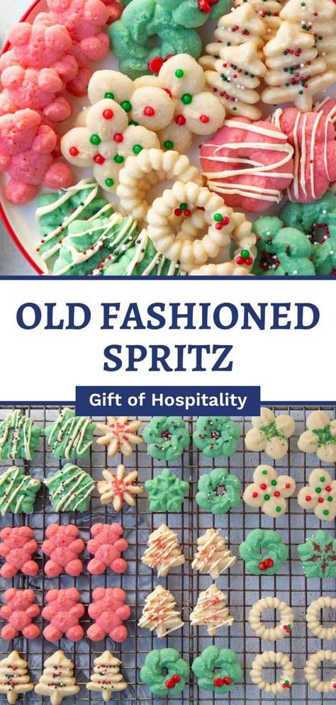 Old Fashioned Spritz Cookies are a festive Christmas cookie recipe that's been popular for generations, for good reason! They are buttery, tender, and endlessly customizable. Cream Cheese Spritz, Cookie Press Recipes, Christmas Spritz Cookies, Spritz Cookie Recipe, Spritz Cookies, Cookie Press, Xmas Cookies, Christmas Cooking, Eclairs