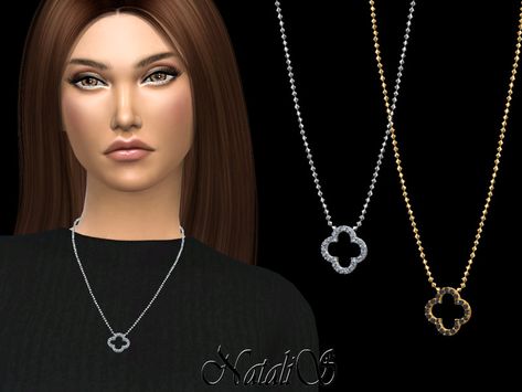 Aries Pendant, Princess Cut Earrings, Sliver Necklace, Fringe Bracelet, Fern Necklace, Clover Jewelry, Clover Pendant, Sims 4 Downloads, Silver Necklaces Women