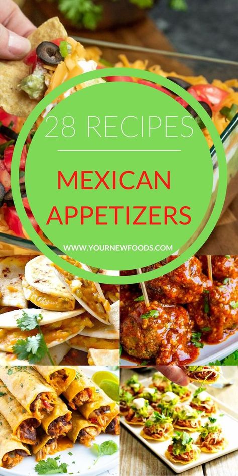 28 Easy Recipes, Mexican Appetizers - 28 Mexican food Recipes everyone will love. Mexican Recipes. An amazing collection of Mexican food recipes. Enjoy some of the best Mexican food with these delicious Mexican recipes. Save and share with your friends! Vegetarian Mexican Party Food, Fiesta Mexicana Food Ideas, Mexican Game Night Food, Fiesta Food Ideas Mexican, Mexican Food Snacks Appetizers, Mexican Food Pot Luck Ideas, Mexican Tailgate Food Appetizers, Mexican Appies Parties, Mexican Buffet Recipes