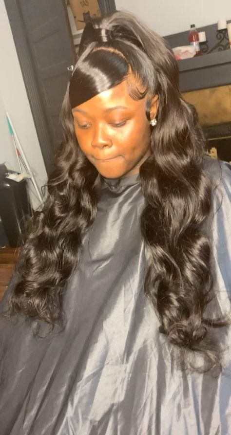 Half Up Half Down Sew In With Swoop, Swoop Ponytail Weave Half Up Half Down, Swoop Ponytail Half Up Half Down, Swoop Half Up Half Down Quick Weave, Curly Half Up Half Down Weave With Swoop, Side Part Half Up Half Down Hair Black Women, Curly Half Up Half Down With Swoop, Lace Front Wigs Half Up Half Down, Swoop With Half Up Half Down