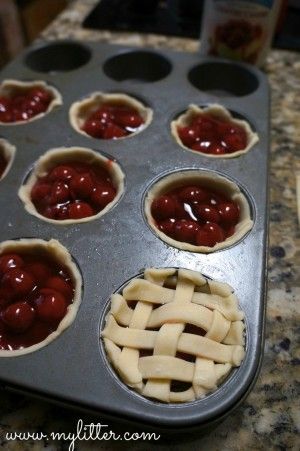 Mini Cherry Pies, Cherry Pies, Blue Bell Ice Cream, Mini Pies, Blue Bell, Thanksgiving Desserts, Muffin Tin, Cherry Pie, Mini Desserts