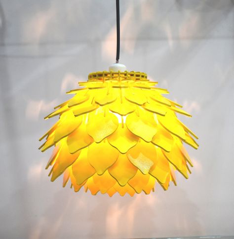 Gorgeous Paper Lighting By Japanese Artist Sachie Muramatsu (and More 512 Sachie Muramatsu, Paper Lighting, Modern Wood Pendant Light, Wood Ceiling Lamp, Cone Pendant Light, Origami Lamp, Pinecone Pendant, Artichoke Lamp, Wooden Chandelier