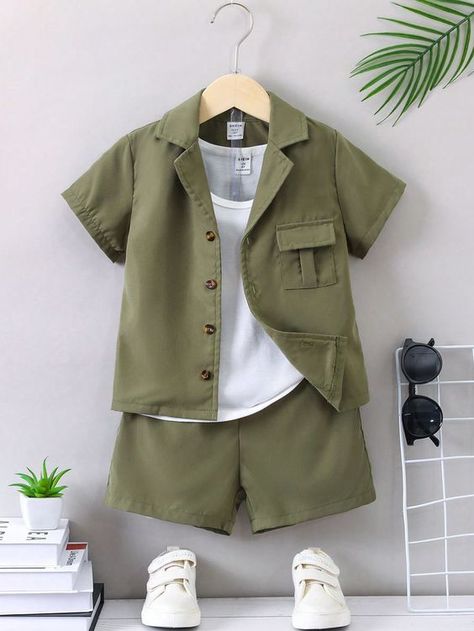 Satisfaction Satisfaction Vintage Outfits Boys, Boys Clothing Styles, Summer Wear For Boys, Olive Colored Dress, Kids Wear Boys, Boys Summer Fashion, Shein Kids, Summer Outfits Kids