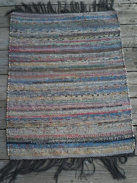 Rag rug by Patty Martinson.   Woven out of vintage feed sacks from the 40's & 50's. Vintage Rag Rug, Rag Rug 9 X 12, Reeva Handwoven Rug, Oval Rag Rug, Booker Plaid Rag Rug, Weaving Studio, Types Of Weaving, Rag Rugs, Feed Sacks