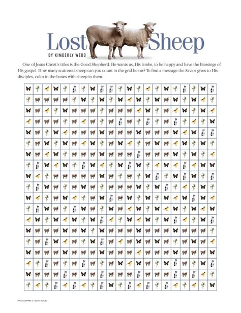 By Kimberly Webb One of Jesus Christ’s titles is the Good Shepherd. He wants us, His lambs, to be happy and have the blessings of His gospel. How many scattered sheep can you count in the grid belo… Parables Of Jesus, Lds Lessons, Lost Sheep, The Lost Sheep, Sunday School Kids, Good Shepherd, Bible Story, Bible Lessons For Kids, The Good Shepherd