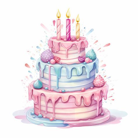 Birthday Cake Clipart in Pastel Colors Art Style: 4K Vector Clipart Birthday Cake Graphic, Free Birthday Clipart, Birthday Cake Clipart, Clip Art Birthday, Cake Artwork, 24th Birthday Cake, Birthday Cake Illustration, Pastel Colors Art, Cake Clipart