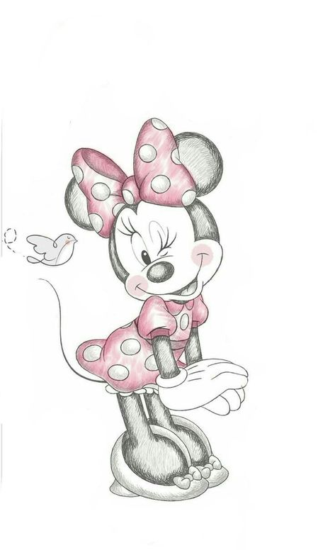 Disney Birthday Drawings, Minnie Drawing, Boho Minnie Mouse, Minnie Mouse Wallpaper, Storch Baby, Mickey Birthday Cakes, Minnie Mouse Birthday Theme, Minnie Mouse Drawing, Minnie Mouse Birthday Decorations